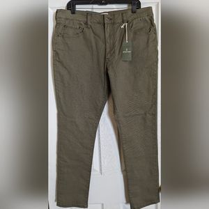Mutual Weave 5 Pocket Slim Fit Olive Chino Pant Size 36/32 NWT